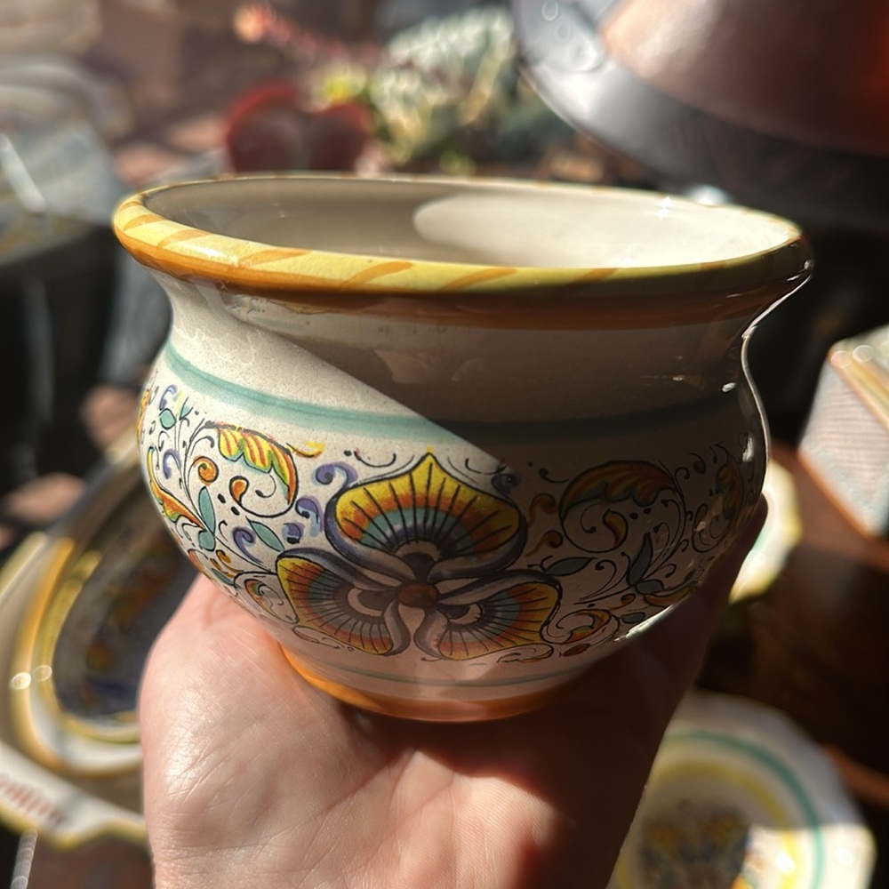 Meridiana Ceramache small artisan hand painted kitchen storage container Italy - Picture 12 of 14